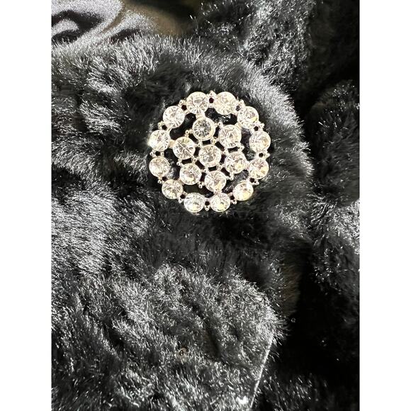 Nina Leonard Jacket Cape Shrug Womens 1X Faux Fur Sequin Hollywood Glam Mob Wife - Picture 3 of 13